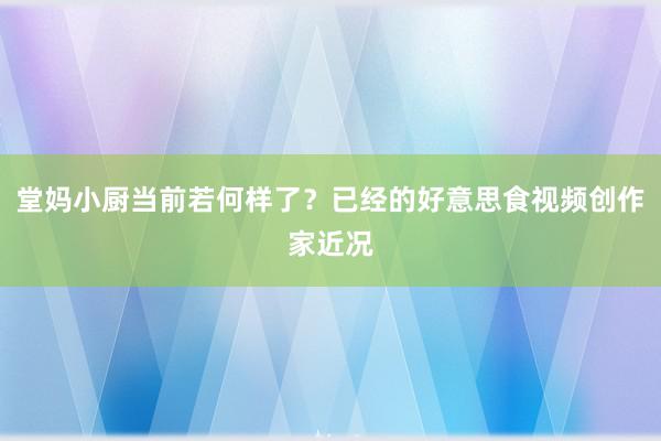 堂妈小厨当前若何样了？已经的好意思食视频创作家近况