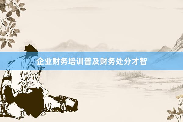 企业财务培训普及财务处分才智